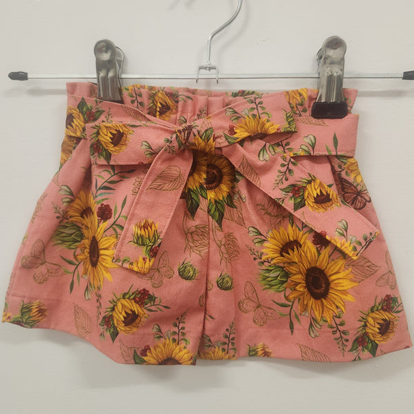 Paper bag shorts | pink sunflowers